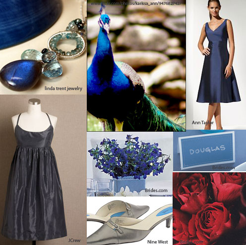 royal blue and red wedding inspiration board