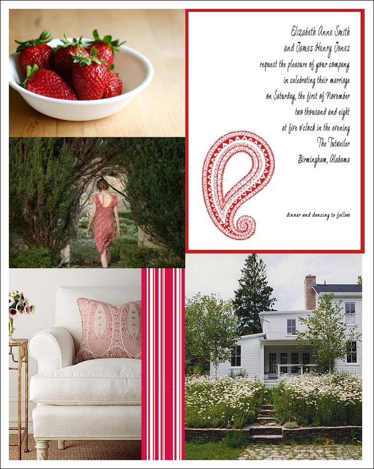 red and white wedding inspiration board