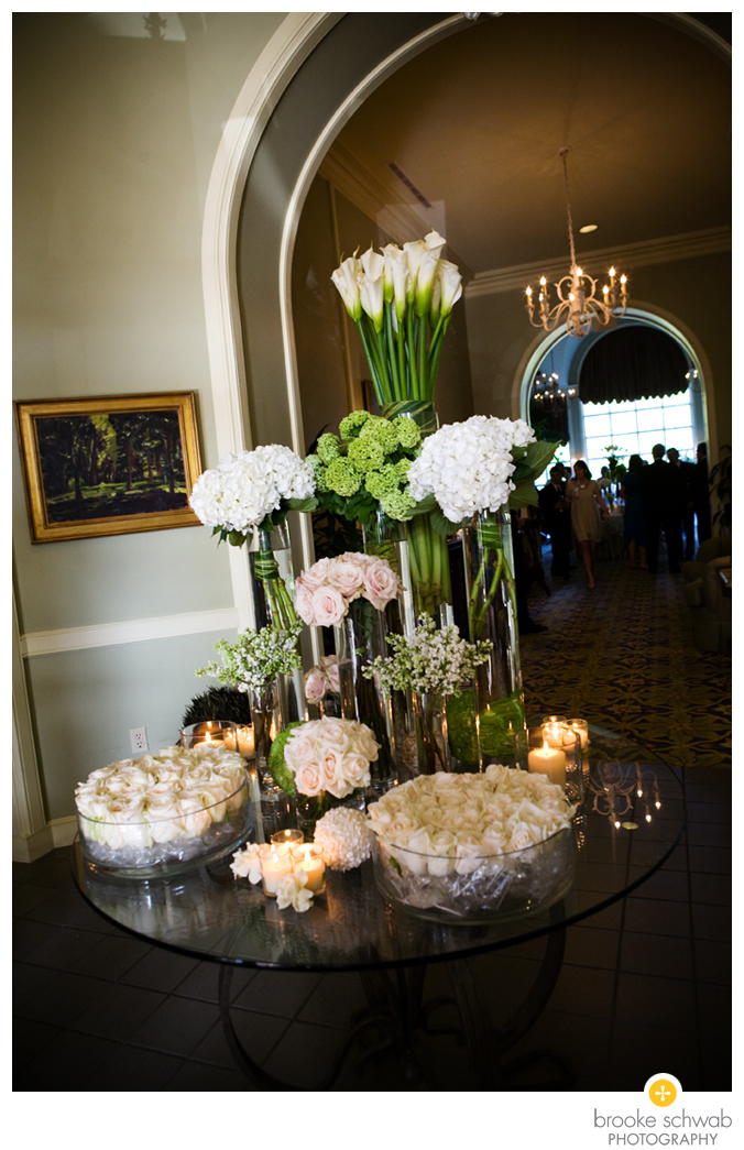 modern green floral arrangement cluster wedding