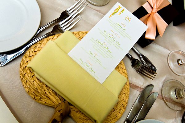 wedding reception menu napkin