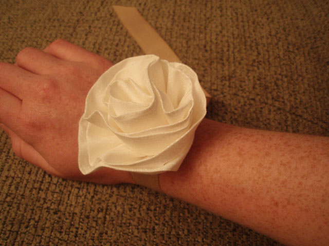 diy fabric flower wrist corsage