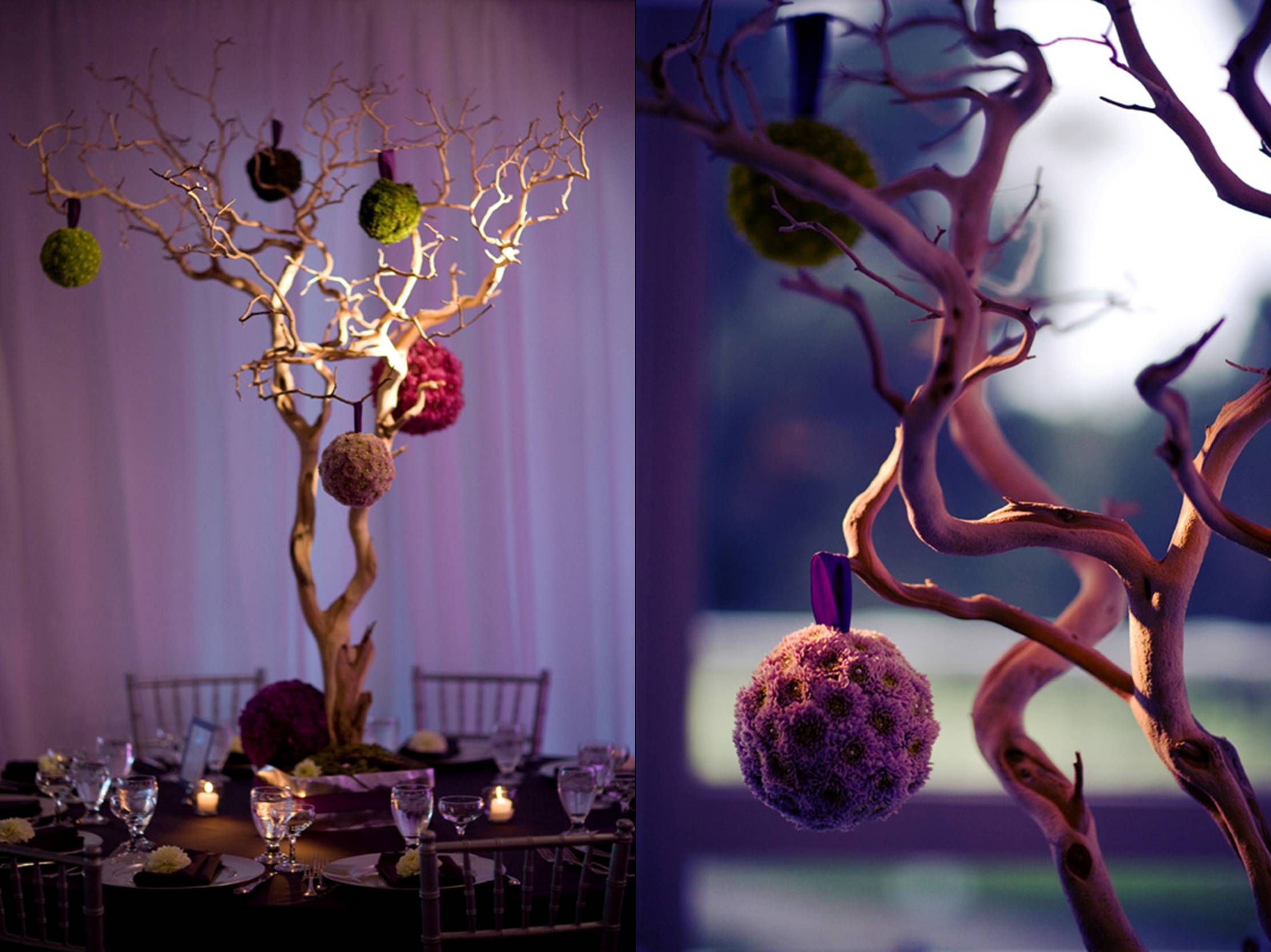 branch and flower pomander centerpieces