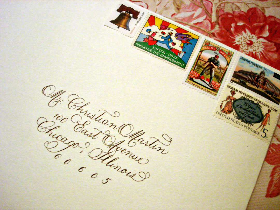 engraved invitations vintage stamps calligraphy