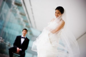 Bride with Cathedral Length Veil