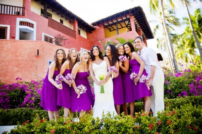 strapless-purple-chiffon-bridesmaids-dresses