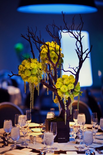 branch-centerpiece-with-chartreuse-rose-pomanders