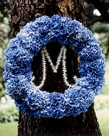 monogram-letter-inside-blue-wreath-on-tree