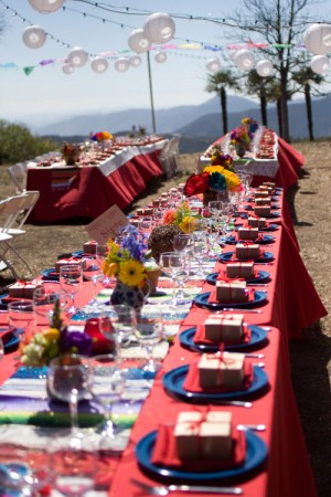 Red Blue Multicolored Mexican Fiesta Tables