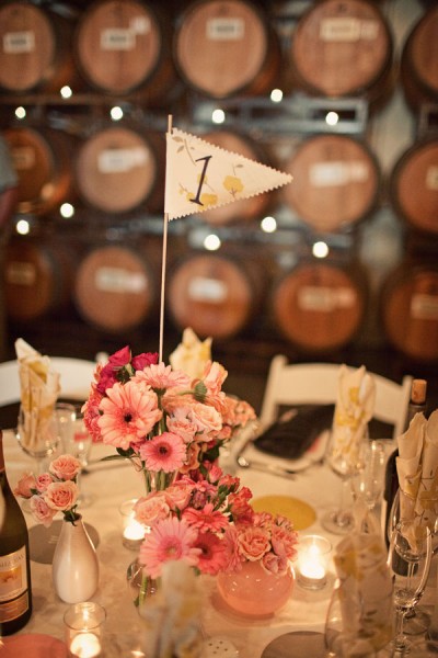 pink-diy-wedding-centerpieces-fabric-flag-table-numbers