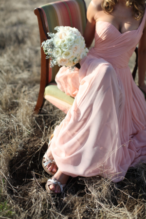 bride in pink dress