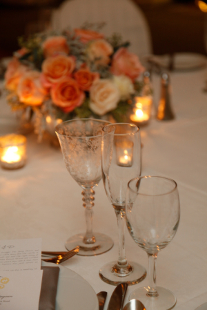 Peach and White Centerpieces