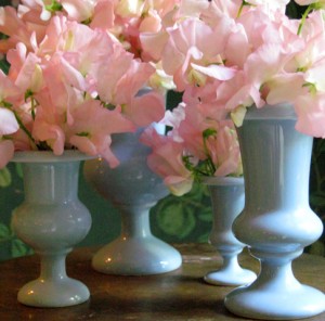 pink-flowers-in-blue-vases