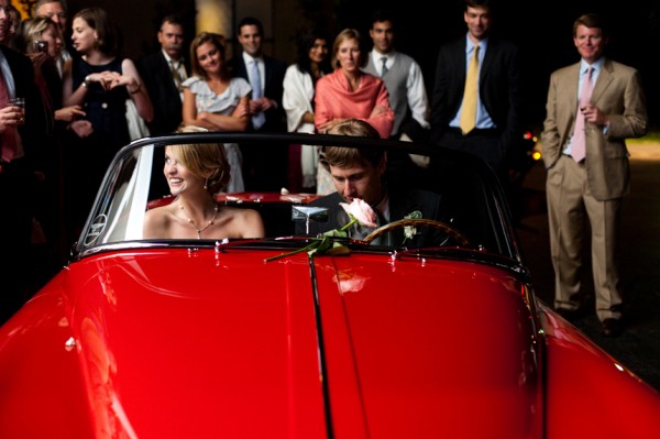 Red Jaguar Wedding Getaway Car - Copyright A Bryan Photo - No unauthorized use without written permission