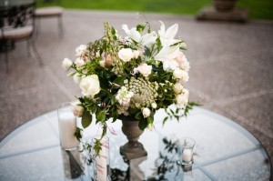 Rustic White Pink Green Centerpiece