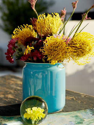 yellow-flowers-aqua-vase