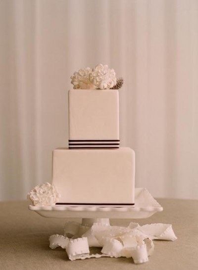 white-wedding-cake-with-black-ribbons