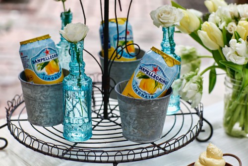 Blue and Yellow Drink Display