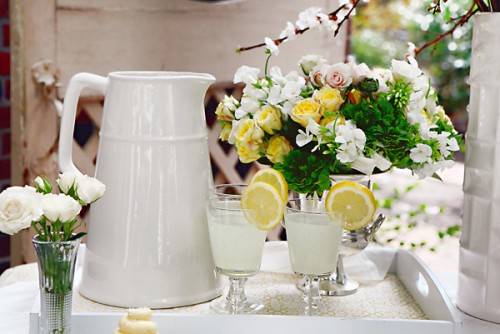 Lemon Yellow and White Drink Tray Party Inspiration