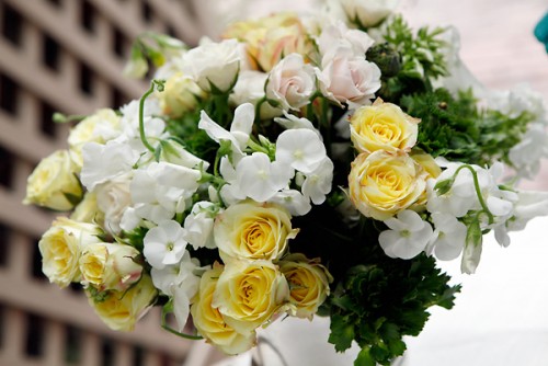 Yellow and White Centerpiece