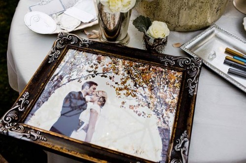wedding photos in silver frame