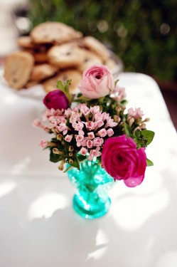 pink-arrangements-in-blue-glass-vase