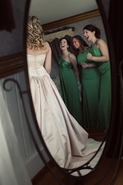 Bride and Bridesmaids Getting Ready