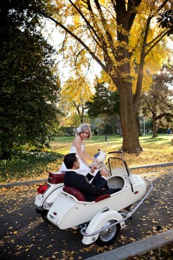 Bride and Groom in Scooter