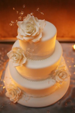 Ivory Wedding Cake Rose and Crystal Accents