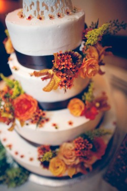 Orange and Brown Fall Wedding Cake