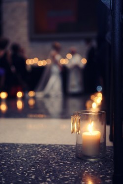 Pillar Candles in Ceremony Aisle