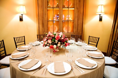 Pink and Gold Wedding Reception Table