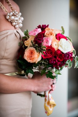 Pink and Peach Bridesmaids Bouquet