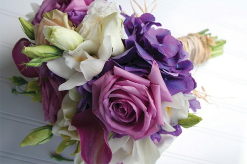 Purple White and Green Spring Bouquet