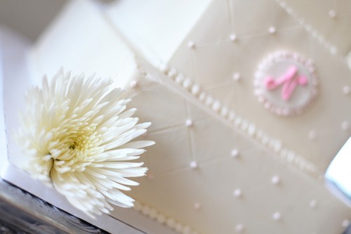 White and Pink Wedding Cake