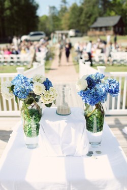 Blue Hydrangeas Wedding Altar Decor