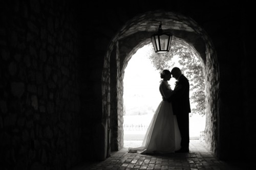 Bride and Groom in Silhouette