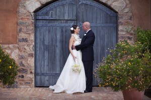 Bride and Groom in front of Black Gate