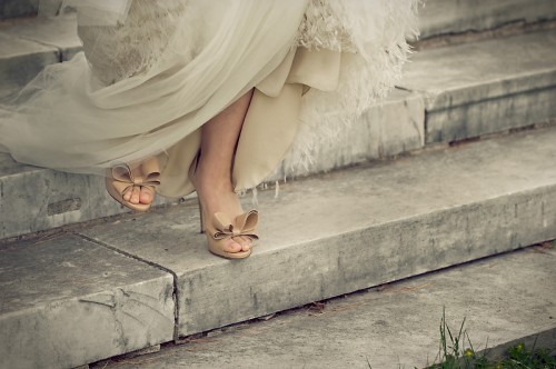 Bride in Champagne Shoes