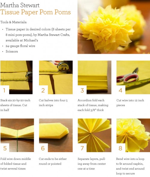 DIY Tissue Paper PomPom Instructions