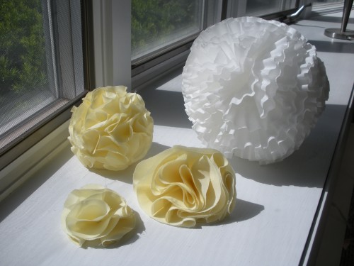 Fabric Poms and Flowers