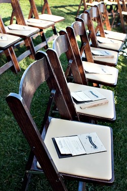 Elegant Brown Wood Folding Chairs Outdoor Wedding Ceremony