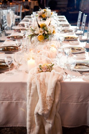 Estate Table with Wintry Faux Fur Table Runner