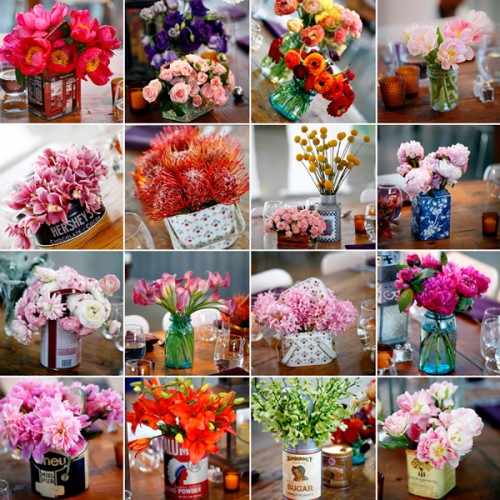 Flowers-in-Vintage-Tin-Containers