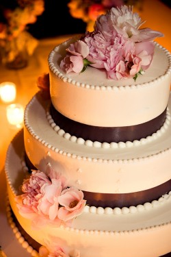 Ivory Wedding Cake with Pink Flowers