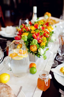 Lemon and Orange Table Citrus Theme Wedding Entertaining Ideas