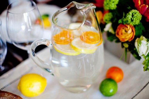 Orange and Lemon Slices in Water Pitcher