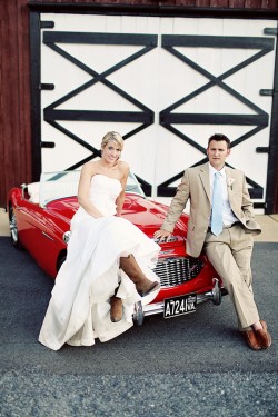 Red Convertible Wedding Portraits