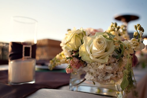 Rose and Sweet Pea Wedding Centerpiece