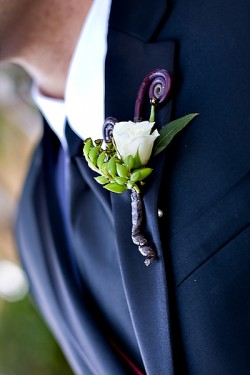 White Rose and Monkey Tail Boutonniere