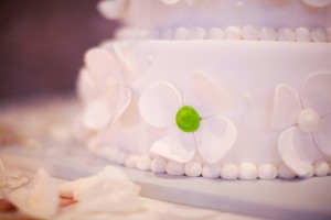 White Wedding Cake with Green Accents